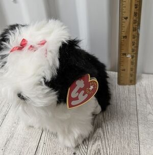 Ty Beanie Babies Black and White Plush with Red Bow